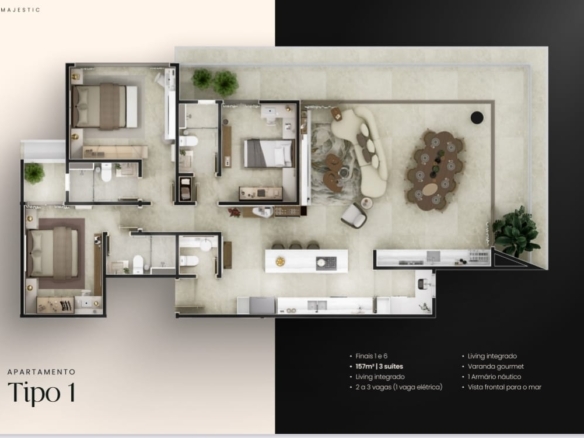 Aparatemento Massaguaçú com 157m² Condominio Majestic