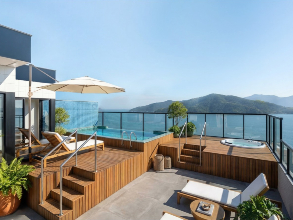 Cobertura Duplex Frente Mar na Martim de Sá com Vista Privilegiada para Ilhabela