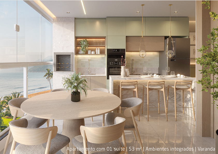 Apartamento novo a venda | 72 metros | Vista mar e montanha | Aruan