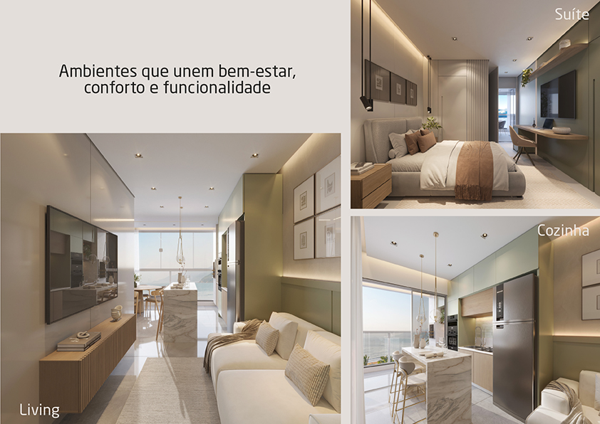 Apartamento novo a venda | 72 metros | Vista mar e montanha | Aruan